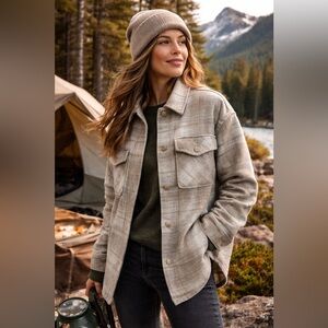 Thread & Supply Plaid Shacket Jacket NWT Oversized Button Front XL